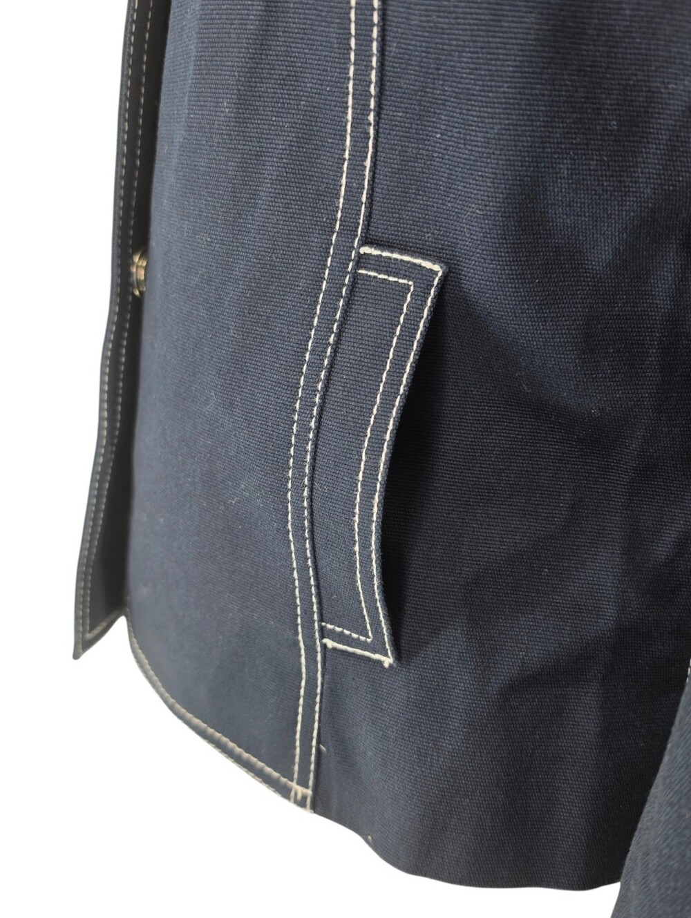 Liz Claiborne Blazer Size 10 Navy Contrast Stitch Cotton Stretch - Picture 10 of 13
